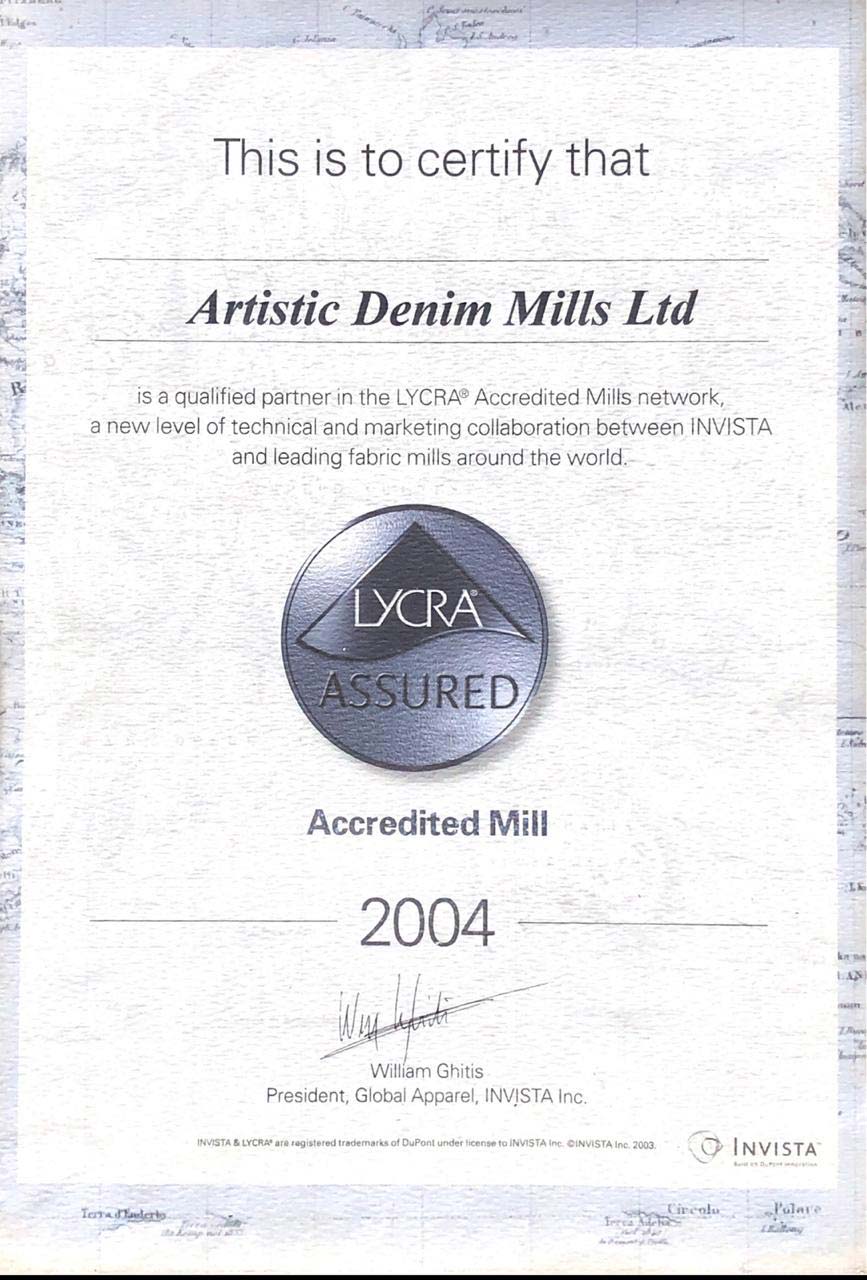 LYCRA assured denim mill, Artistic Denim Mills